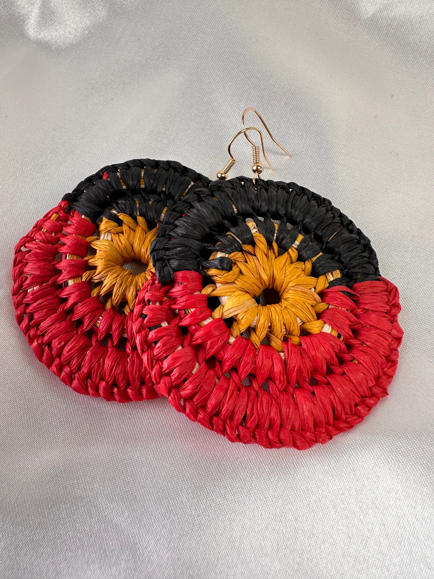 Weaved Aboriginal Flag Earrings